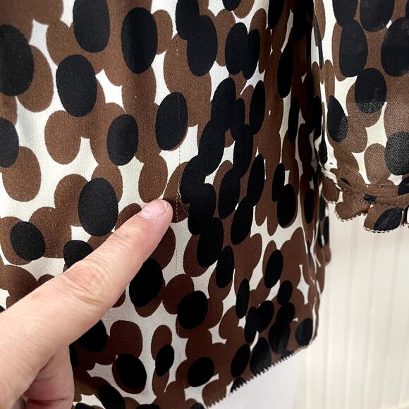 Tory Burch Size 8 Top 100% Silk Polka Dot Popover Blouse Career Classic Neutral - Picture 9 of 16